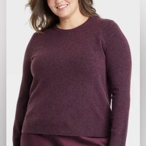 NWT A New Day Burgundy Crewneck Pullover Cashmere-like Plus Size Sweater